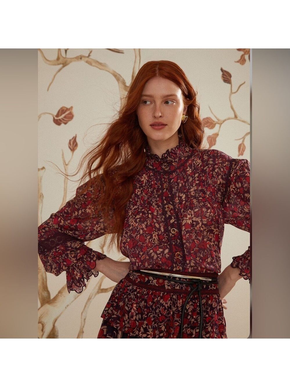 Farm Rio Purple Chelsea Garden Long Sleeve Blouse